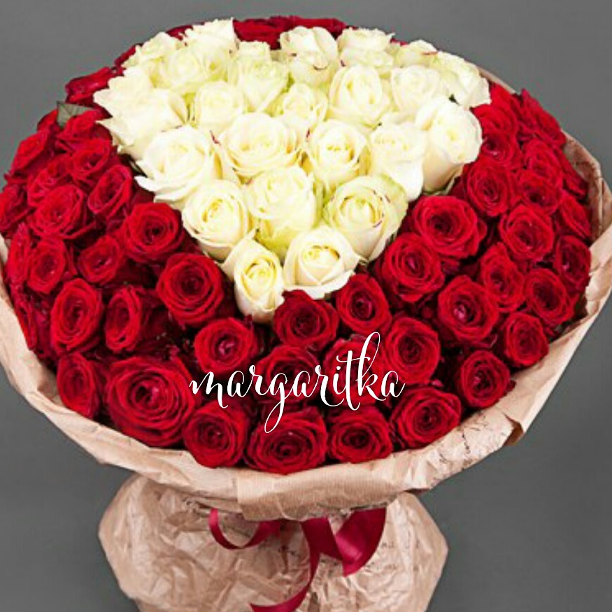 Букет из 101 сердцем 